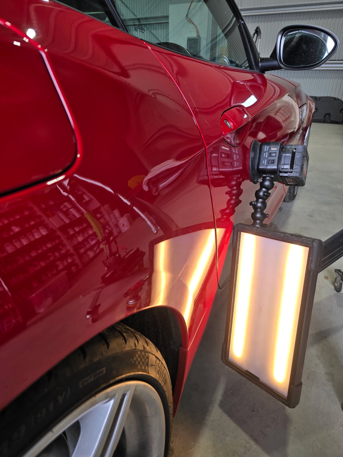 BMW M Coupe quarter panel — after paintless repair